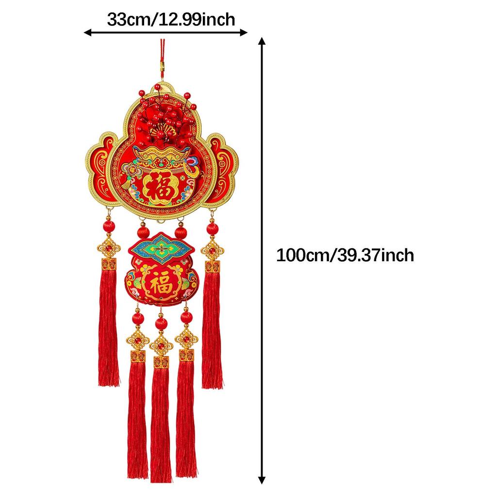 Chinese New Year Hanging Decorations 100x33cm Bedroom Housewarming Farmhouse Celebration Holiday with Tassels Fu Characters