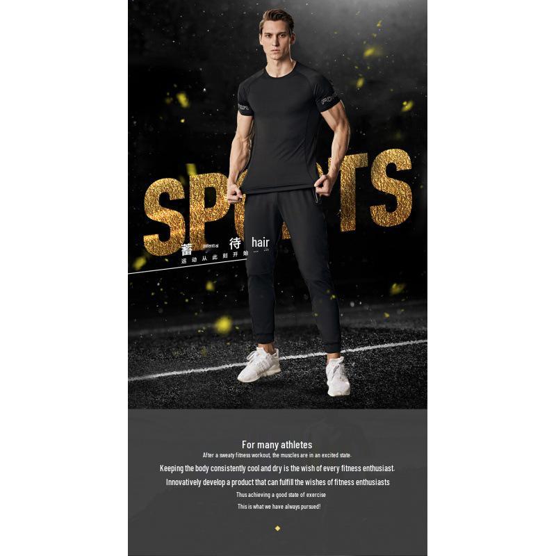 Men's Autumn Fitness Running Suit: Elastic, Tight-fitting, Breathable, Sweat-Wicking Gym Clothes.