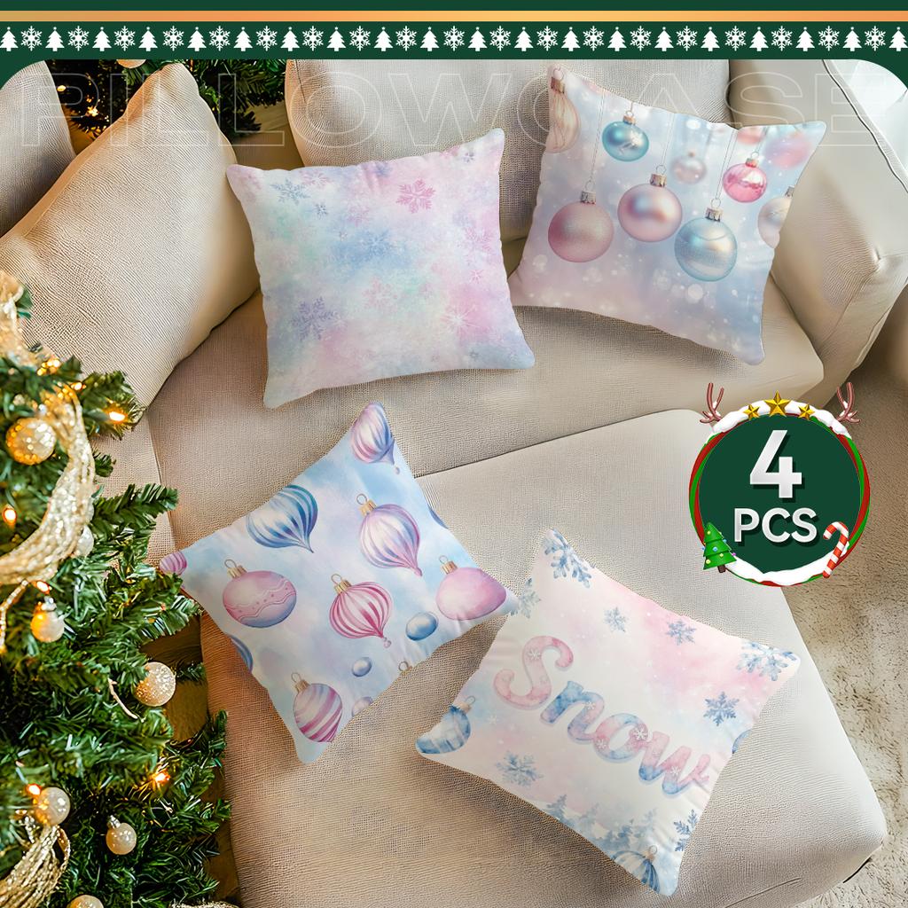 Christmas Decor Ball Pillowcase Printed Polyester 40/45/50Cm Throw Pillowcover Decorative Sofa Cushion Pillowslip Home Decor