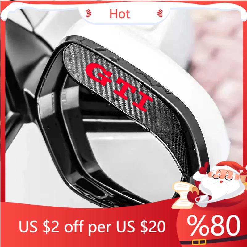 2026 New For VW VOLKSWAGEN 2pc Car Rear View Mirror Sticker Rain Eyebrow For VW Golf 5 6 7 8 GTI  Polo Mk6 R Mk7 Mk4 5