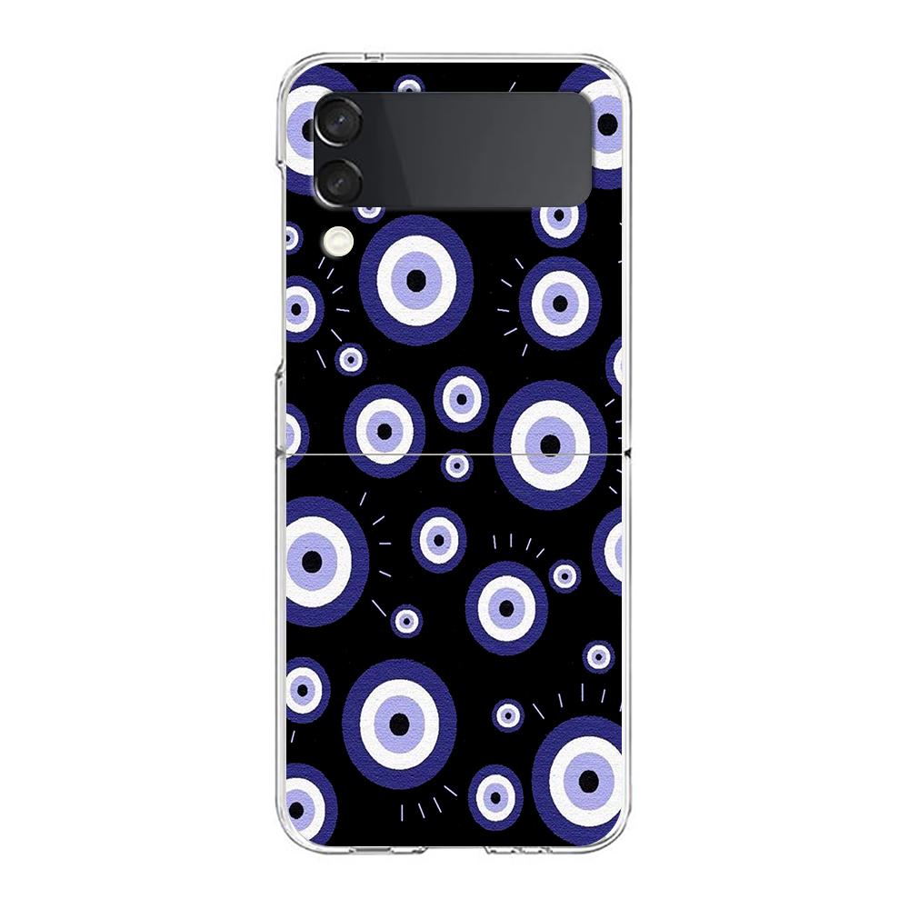 Phone Case For Samsung Galaxy Z Flip 3 4 5 Hard Folding PC Bumper Blue Eye Art For Samsung Z Flip 6 Back Cover