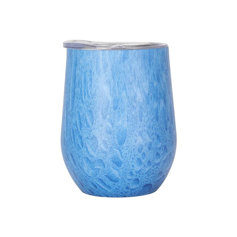 12oz Egg Shaped Wine Tumbler Double Wall 304 Stainless Steel Insulated Beer Coffee Cup with Splash Lid