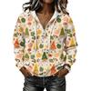 Women's Long Sleeve Christmas Print Pullover Hoodie with
