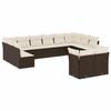 VidaXL Salon de Jardin avec Coussins 12 pcs, Canapés de Terrasse, Ensemble de Meubles d'Extérieur Patio, Moderne, Marron 3218433