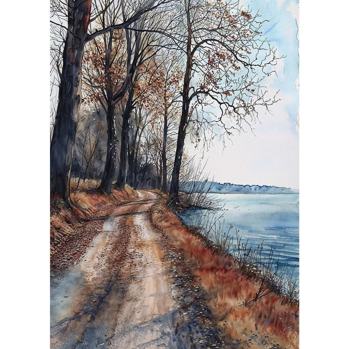 

Китайський пейзаж Чотири сезони Гора Озеро Захід Сонця Груди Старе Дерево Друк на Полотні Настінний Розпис Студія Домашній Арт Декор 60x90cm No Frame