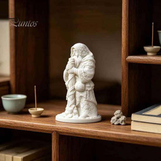 Unpainted Resin Ornaments 3D Printed Beggar Monk Figurine, DIY White Statue, Vintage Handcrafted Personalized Gifts Wandering Elder Sculpture,