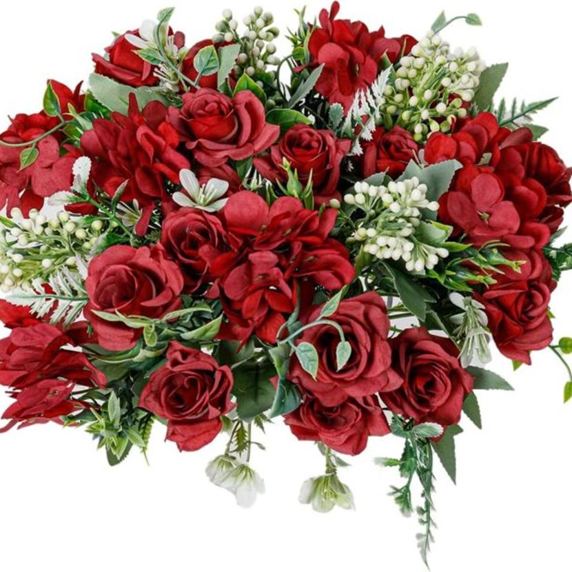 

Artificial Flowers Silk Gardenia Hydrangea Wedding Bridal Bouquet Home Table Vase Festival Party Wreath Diy Gift Box Decoration 1pc червоний