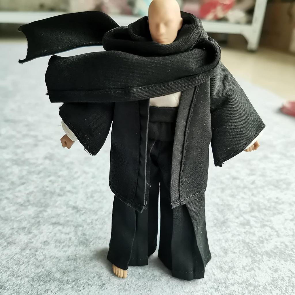 1/12 Samurai Kimono Clothes + Scarf for Clown 6" 6 inches 1:12 Action Figure Doll Clothes (Black)