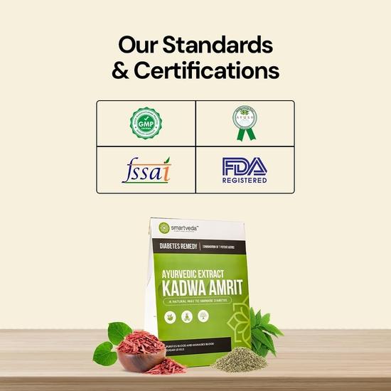 Smartveda Kadwa Amrit - Ayurvedic Diabetes Powder with 7 Potent Herbs  | 100% Natural & Safe | 1 Month Pack