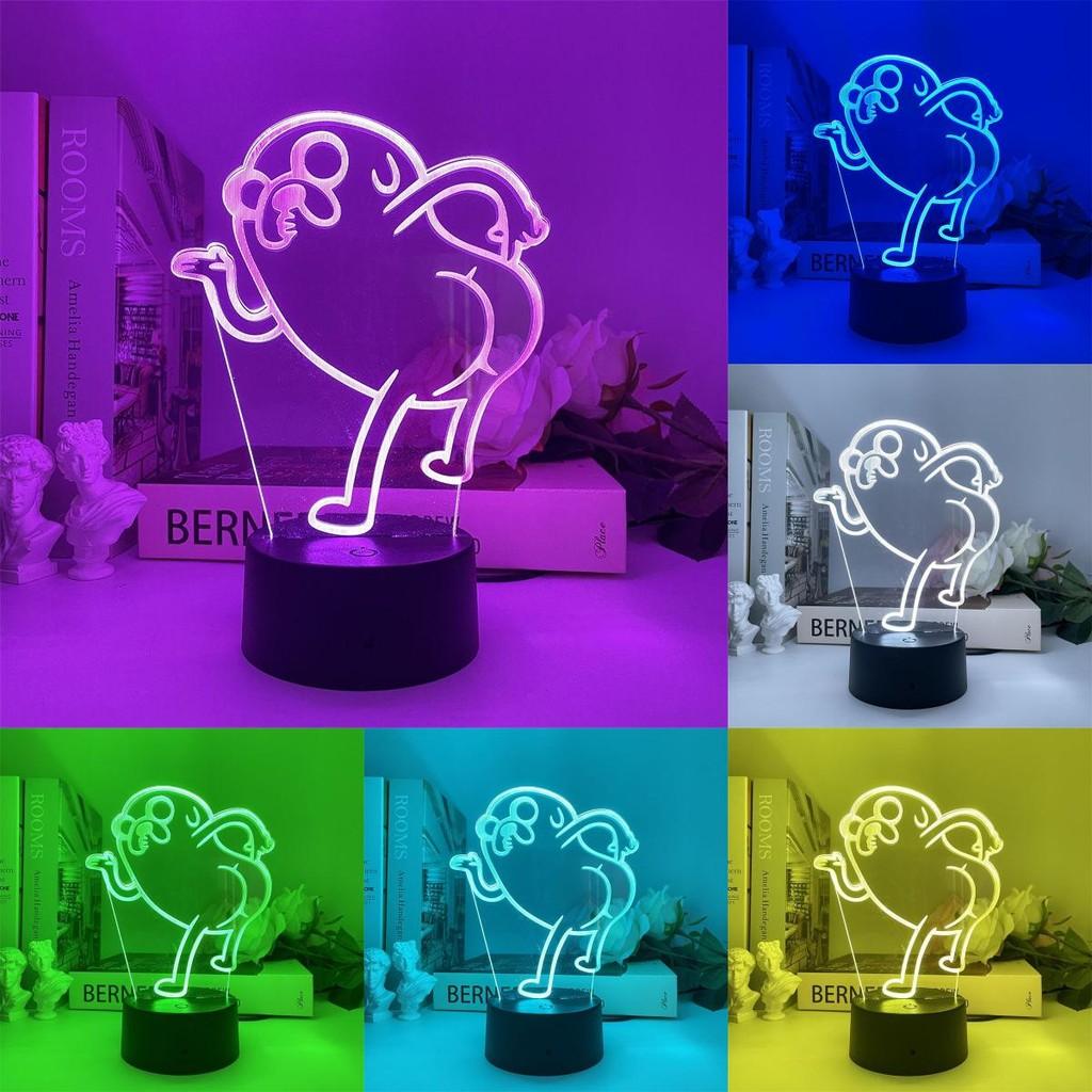Jake Adventure Time The Dog Bend Over Figure 3d Night Light Acrylic Panel Base