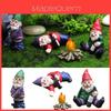 Set Of 4pcs Miniature Naughty Gnome Statues For Whimsical Garden Decor And Fun