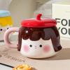 High Looking Birthday Gift Ceramic Cup Cute Mug with Lid Drinking Water Creative Design Home Coffee Cup Bestie Cup