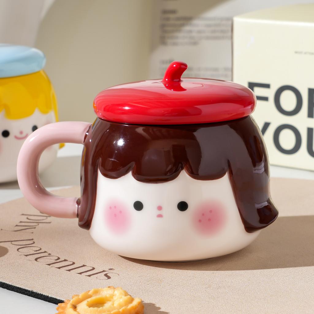 High Looking Birthday Gift Ceramic Cup Cute Mug with Lid Drinking Water Creative Design Home Coffee Cup Bestie Cup