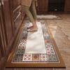 Vintage Light Luxury Kitchen Floor Mat Anti-slip Carpet Oil-proof Waterproof PVC Leather Washable Rug Long Rugs Alfombra Cocina