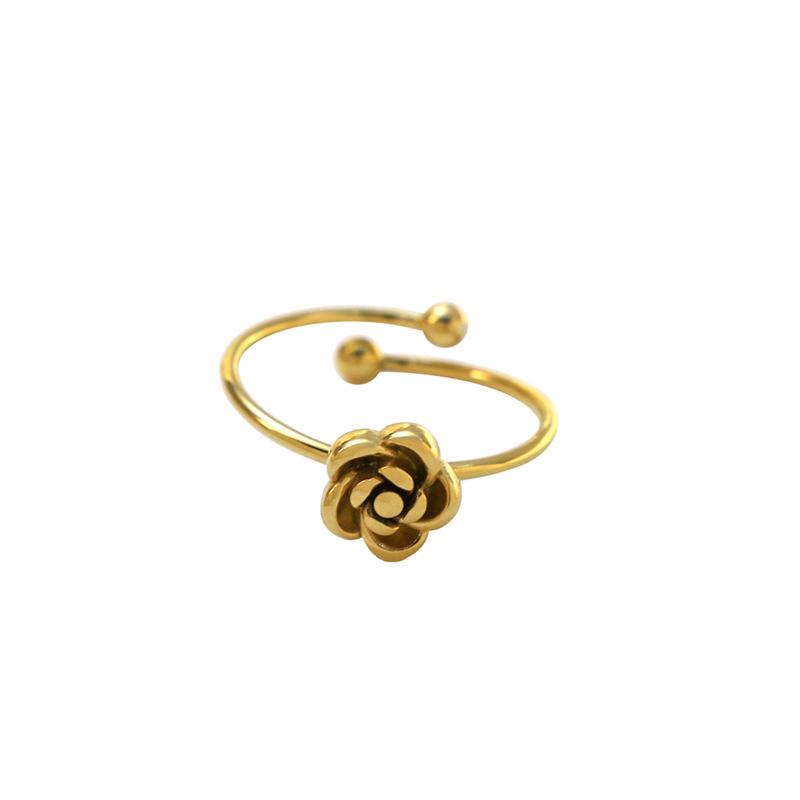 Rose Opening Adjustable Ring Stainless Steel Jewelry Simple Style Jewelry Girls Fashion