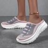 Fashion Mesh Walking Shoes Women Round Toe Knitted Slippers Lightweight Breathable Casual Shoes for Working Traveling Height-increasing