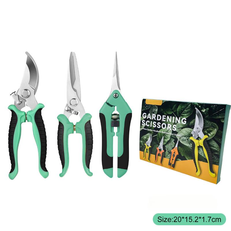 

Набор из 3 шт. секаторов, садовых ножниц, для обрезки ветвей сада, фруктового сада, цветов, многофункциональный инструмент, бытовые ножницы из нержавеющей стали 3 Pcs / Pack зелёный