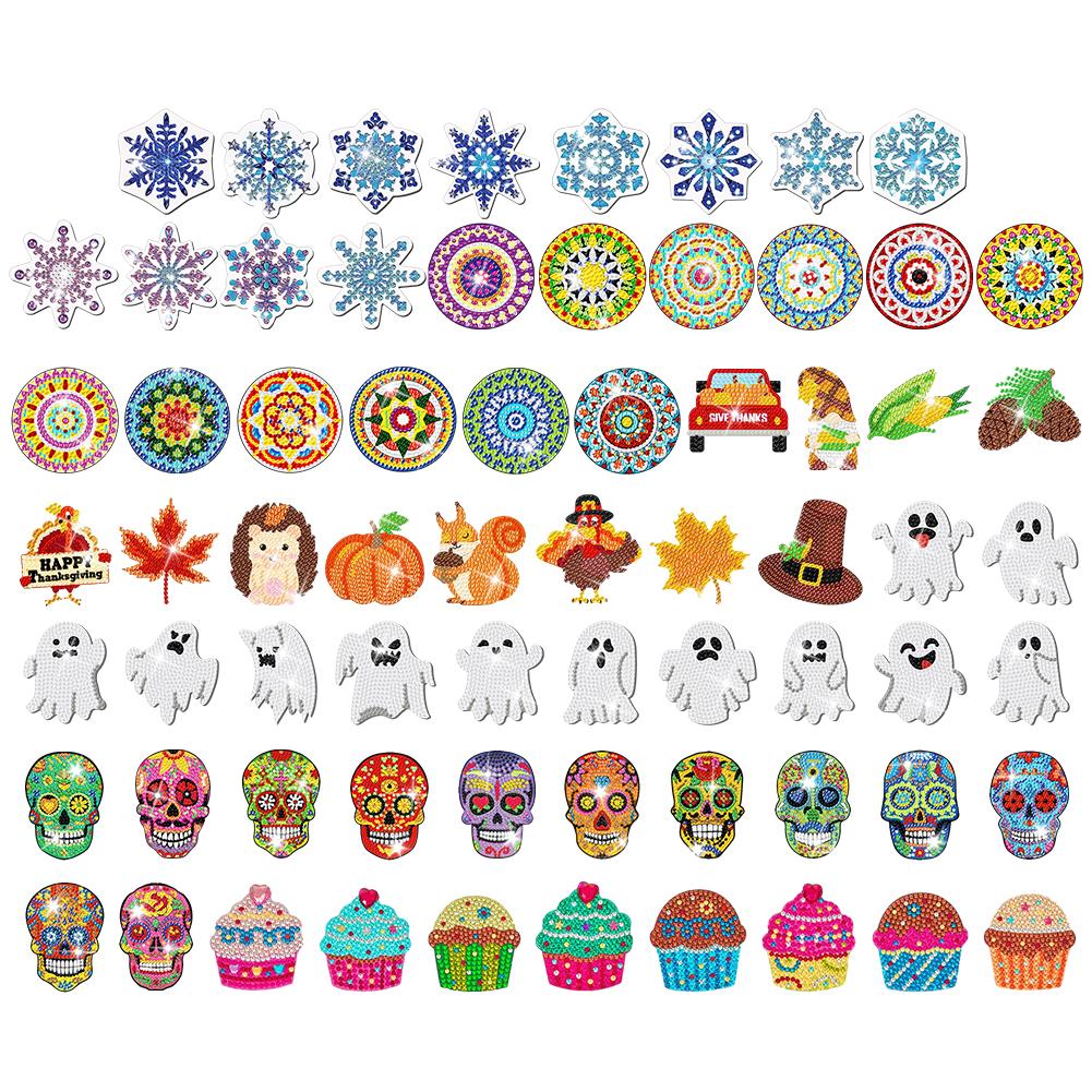 8/12PCS Diamond Painting Fridge Magnets Sticker Thanksgiving Refrigerator Magnets for Fridge Whiteboards Car Mailbox Decoration