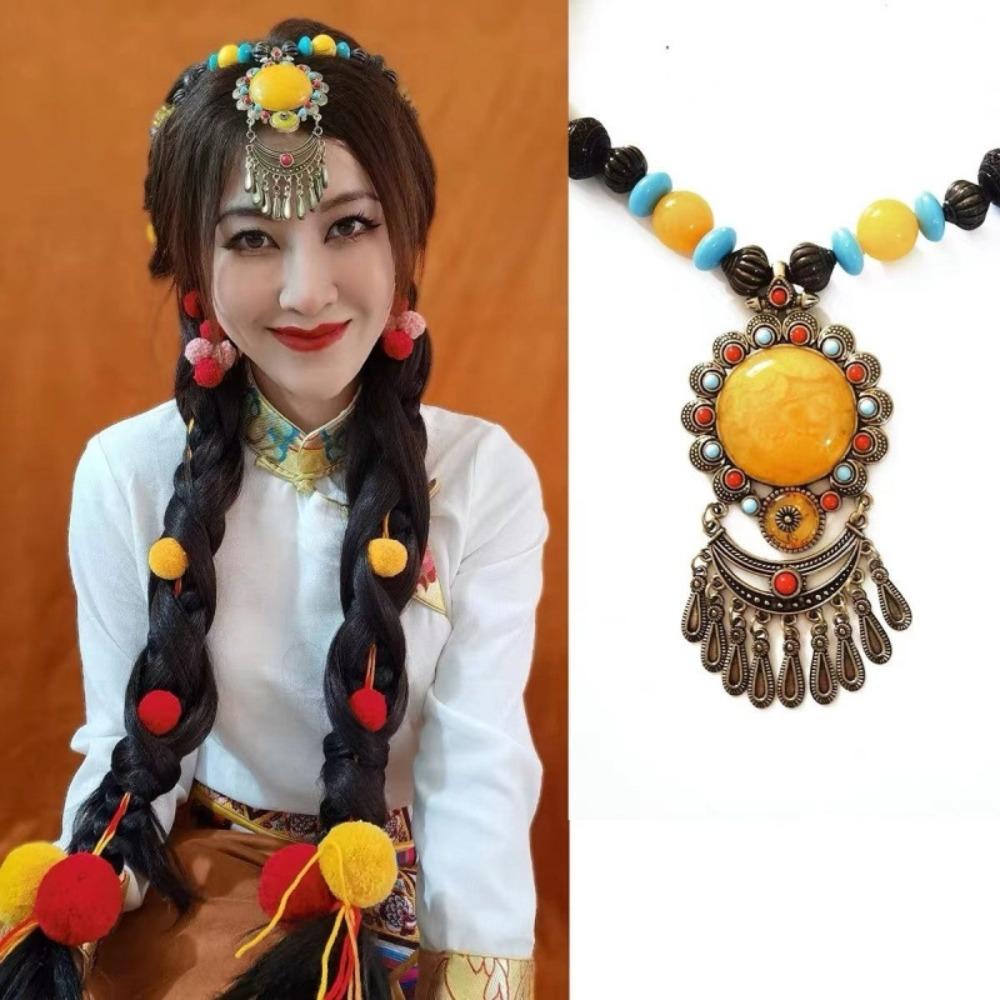 

Vintage Tibetan Style Necklace Chic Nepal Ethnic Pendant frontlet Personality Birthday Gift чорний