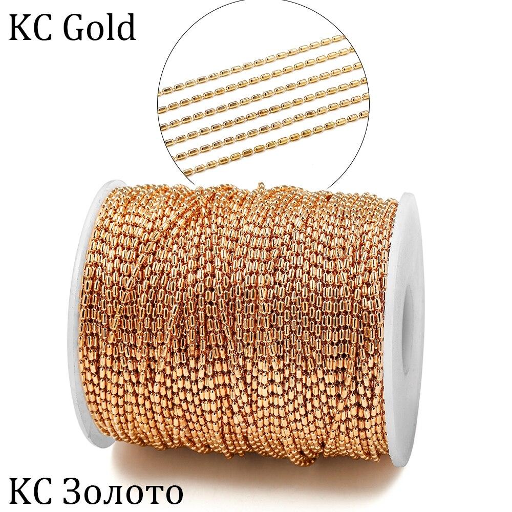 2 m/lote 1.5mm ouro cilíndrico contas de bambu bola salsicha correntes para diy colares pulseira jóias fazendo suprimentos acessórios