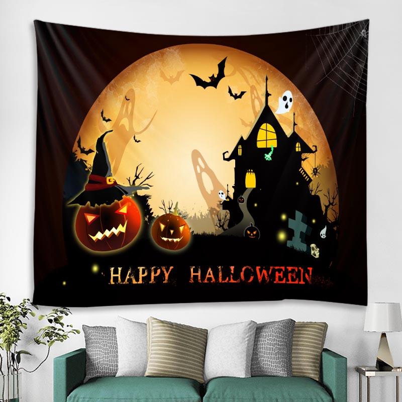 Scary Pumpkin House Halloween Home Decor Tapestry Party   Mandala Mystery Room Wall  Backdrop