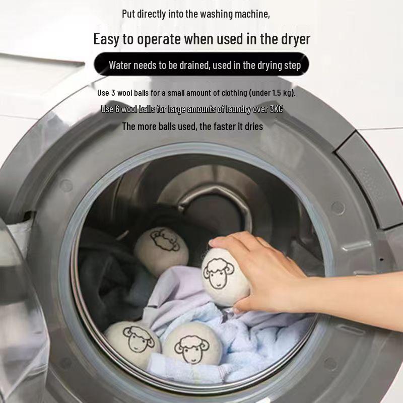 New Zealand Wool Dryer Balls: Anti-Static, Anti-Tangle, Wrinkle Removal, Water Absorption, Felted White Balls.