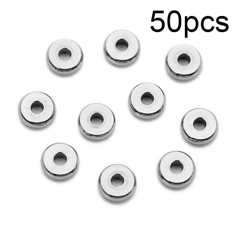 

30 50pcs PVD Never Fade Stainless Steel Beads 4 5 6 8 mm Round Flat Spacer Beads For Craft Bracelet Findings Jewelry Making 4mm