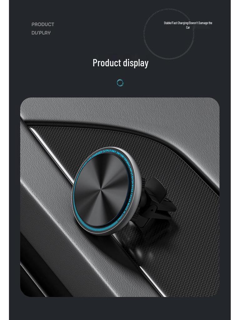 Magnetic Wireless Car Charger Mount for iPhone 16 Pro