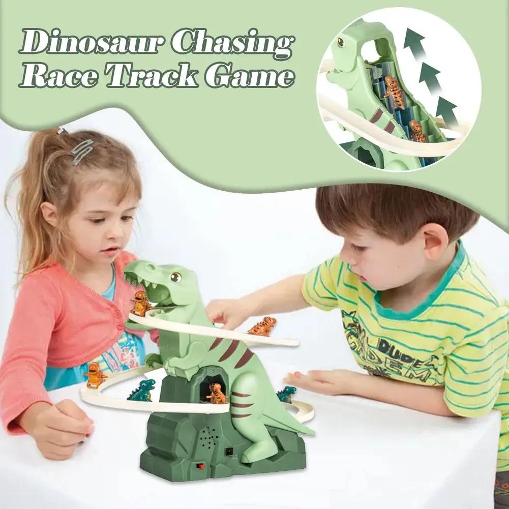 Toddler Dinosaur Climbing Slide Stairs Toy Ra Track Game Set Electric Adventure Slide Roller Coaster with Light Music Kid Gift
