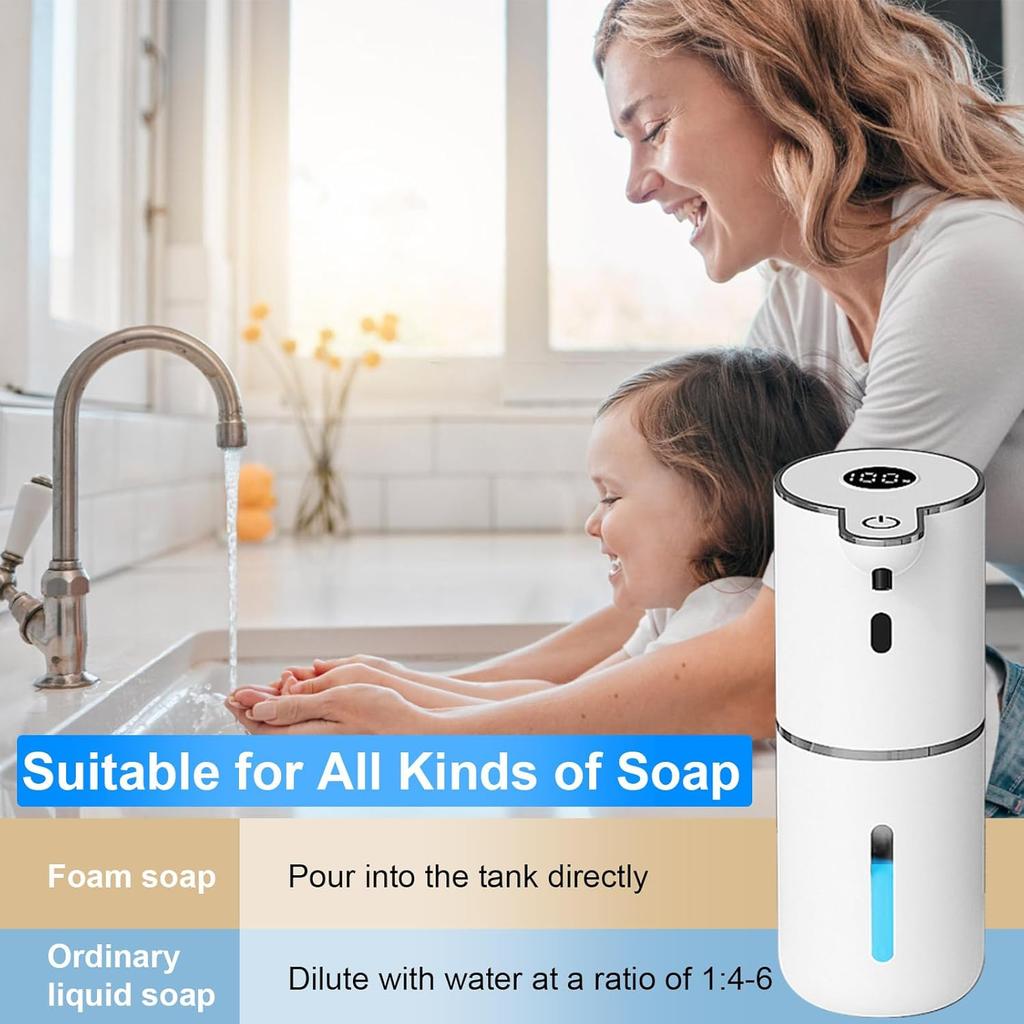380ML Touchless Wall-Mounted Digital Display 6-Levels Adjustable Intelligent Electric Infrared Automatic Sensor Soap Dispenser