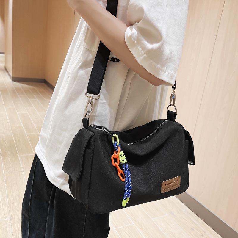 

Men s Portable Nylon Crossbody Shoulder Bag Simple Casual Outdoor Travel Trendy Cool Storage Bag Lanyard Solid Color Cloth Bag