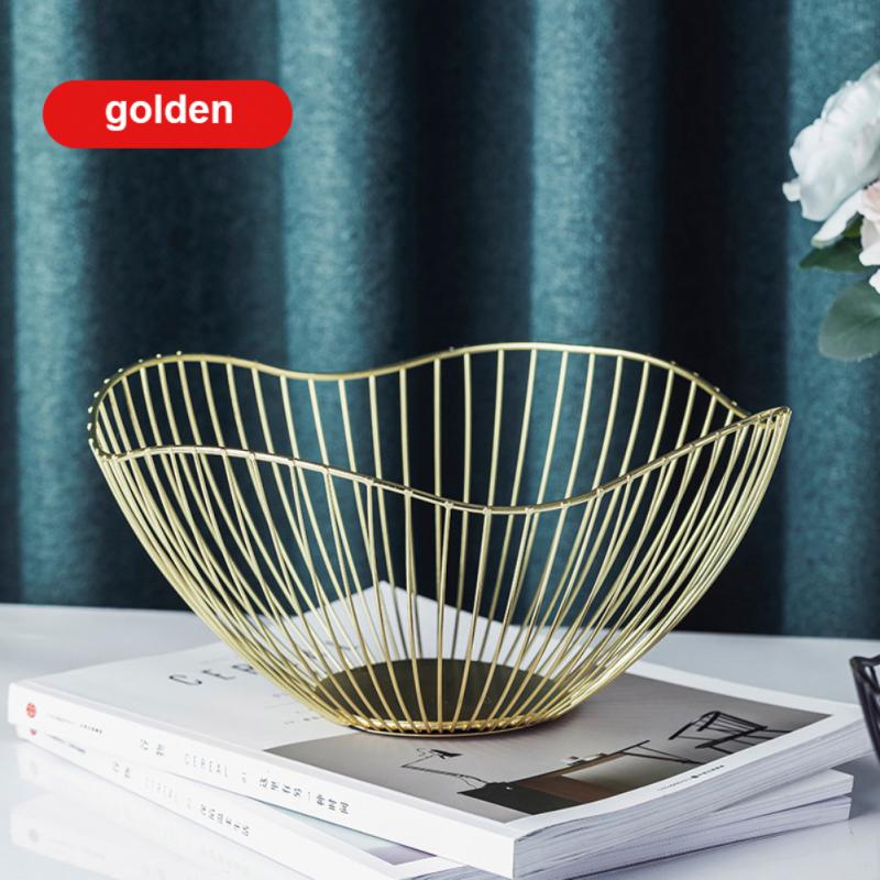 Simple Modern Iron Fruit Basket Fruit Container Bowl Home Creative Snacks Bread Storage Drain Basket Table Snacks Household