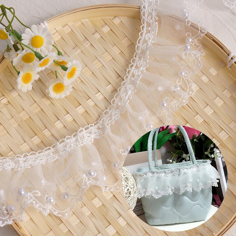 6CM Wide Modern Pleated Mesh Yarn Lace Trim Ribbon Dress Hair Accessories Boots Bag Pet DIY Crafts Supplies Decoration Fabric