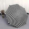 Folding Umbrella with Central Pattern, Rotating Ring & Contrast Black & Stripes - Compact Travel Umbrella for Backpacks, Perfe