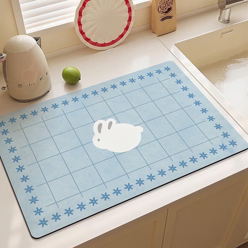 

Dopamine Blue Diatom Mud Table Mat – Heat & Stain Resistant, Wear-Resistant, Decorative, Water Absorbent, Easy Clean, Draining Kitchen Mat. 30x40CM Thickened Diatom Mud