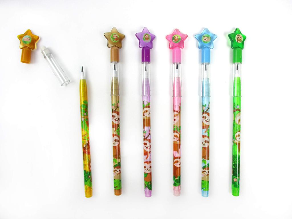 Tiny Mills Sloth Birthday Party Carnival Goody Staff Classroom Sloth Stackable Push Pencil Assortment with Erasers Favors, Prizes, Bags, Rewards,