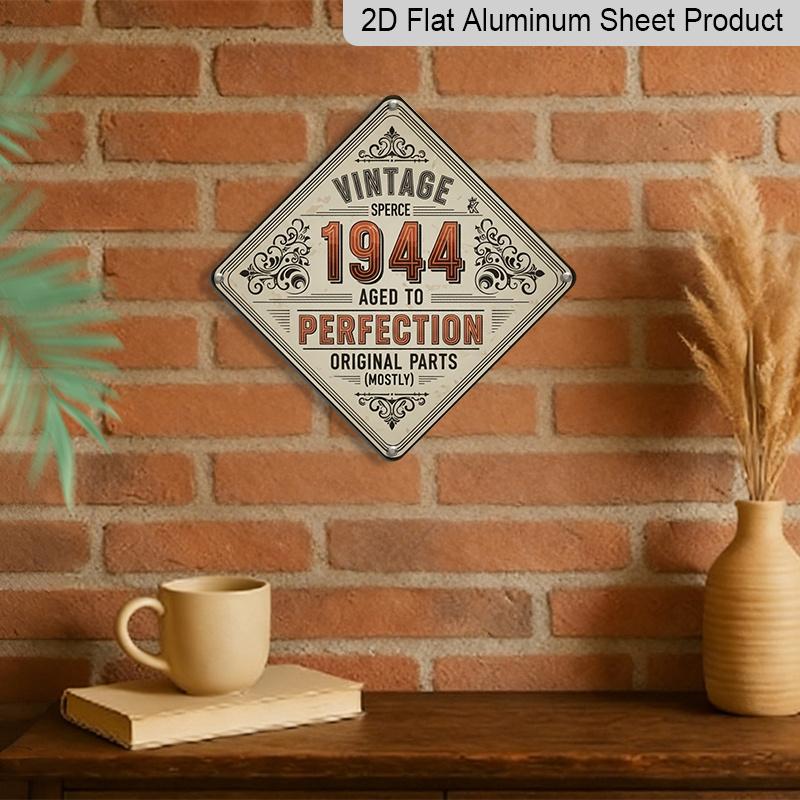 2D Flat, 1pc, Vintage Metal Aluminum Sign Decoration, Vintage 1944 Aged To Perfection, Vintage Decorative Sign, Vintage Wall Art Decor, Suitable for