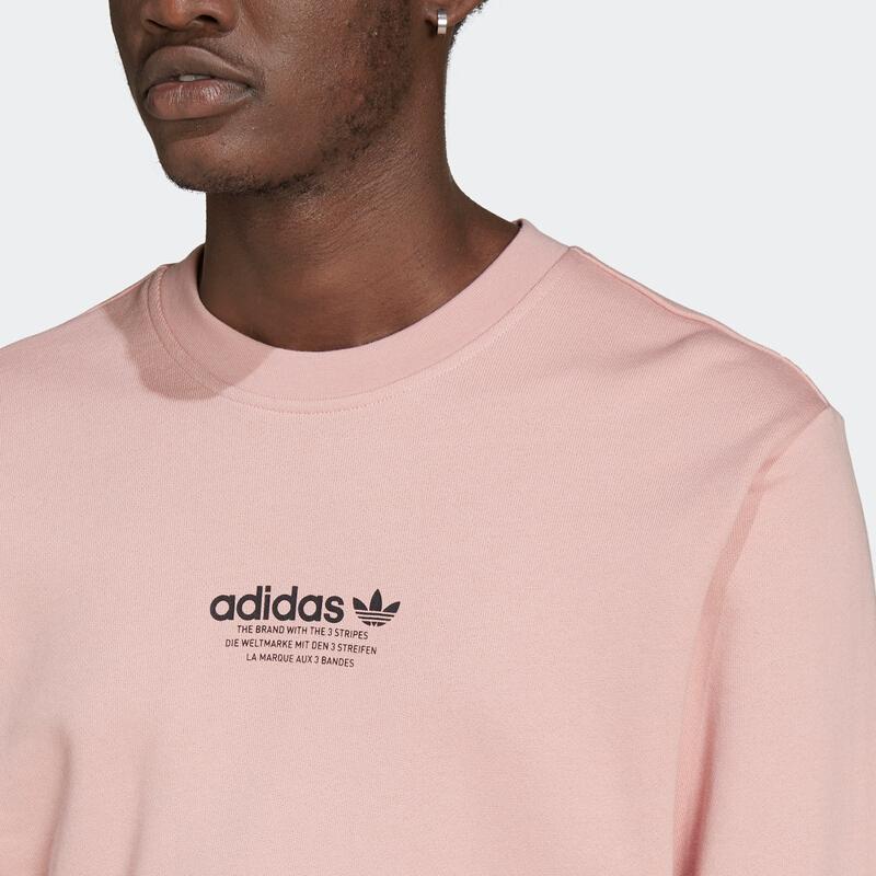 Adidas Originals Trefoil Logo Print Loose Fit Long Sleeve Sweatshirt Men Sweatshirt Pink HF4905