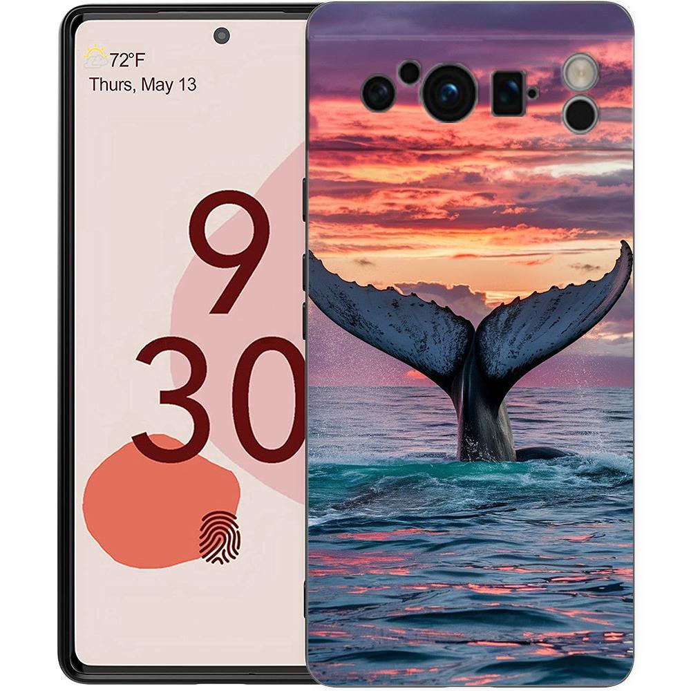 Luxury TPU Phone Case For Google Pixel 9 8 8A 7 7A 6 Pro XL 6A 5G Ocean Whale Shark Swimming Black Soft Back Cover