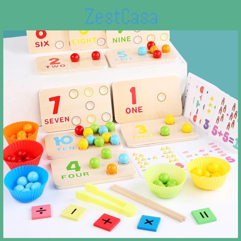 Wooden Arithmetic Multifunctional Clip Bead Learning Board Kid Puzzle Toy Set