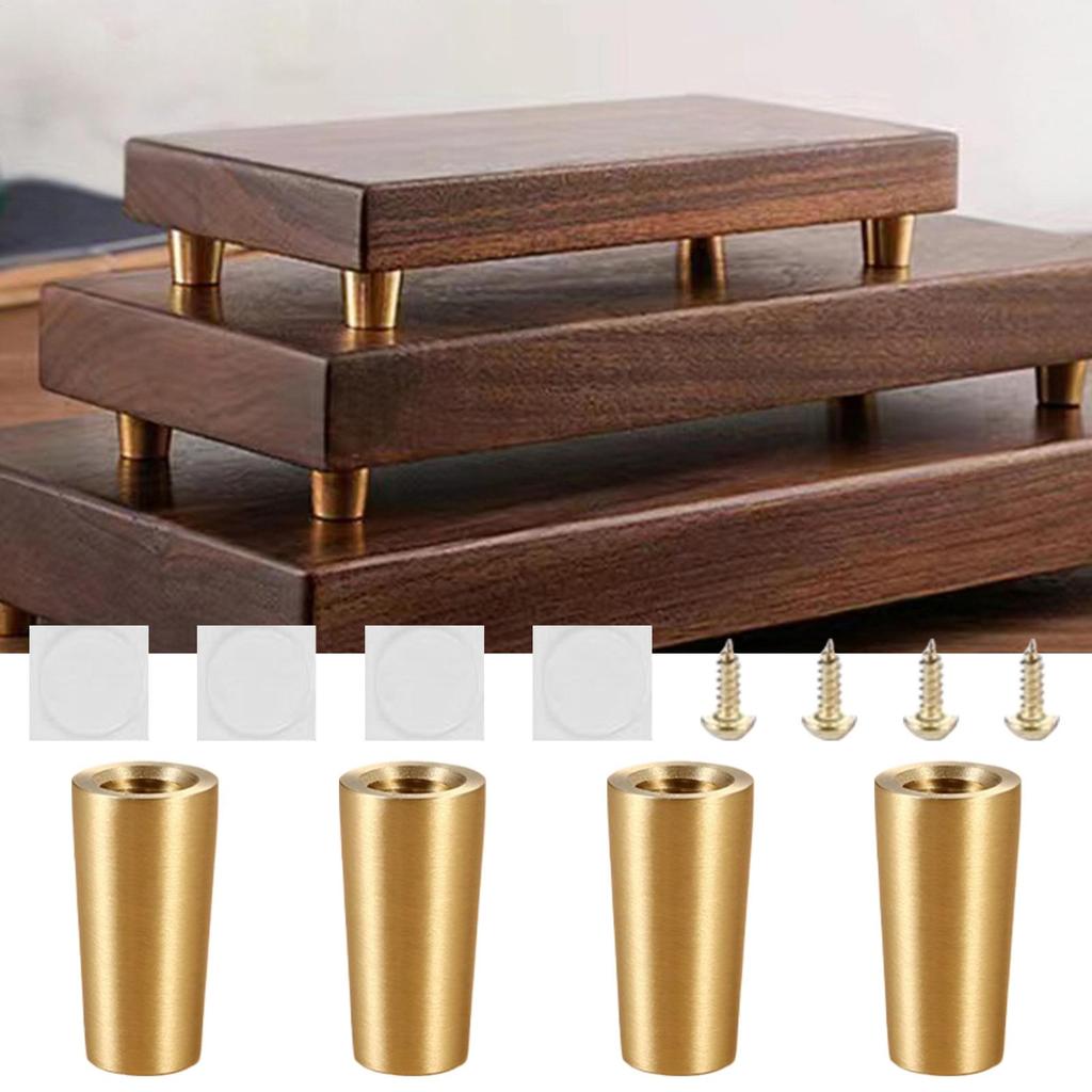4pcs Furniture Legs Set Sofa Replacement Legs Copper Wood Conical Ornament Non-Slip Furniture Feet For Bed Nightstand Dresser