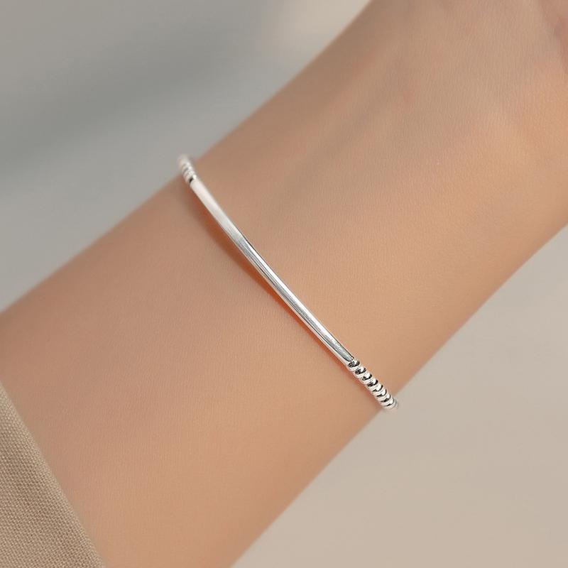 Modian Real 925 Sterling Silver Simple Heart Beads Bracelet for Women Platinum Plated Adjustable Bracelets Party Gift 16+3CM