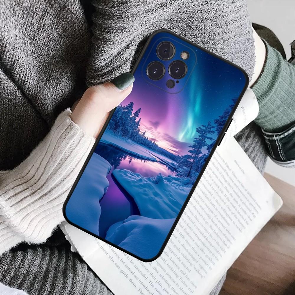 Beautiful Northern Lights Phone Case For IPhone 16 15 8 7 6 6S Plus X SE XR XS 14 11 12 13 Mini Pro Max Mobile Case