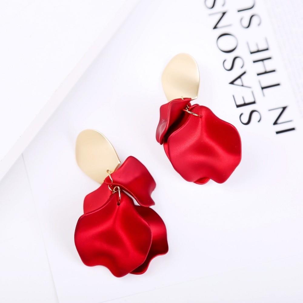 Delicate Flower Dangle Earrings Exaggerate Tassel Design Petal Stud Earring Temperament Rose Ear Pendants Everyday Wear