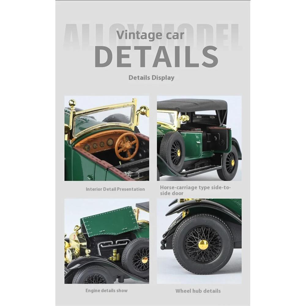 1/24 Rolls-Royce Retro Phantom Oldtimer Modell, Simulierter Sound und Licht, Vierrad-Stoßdämpfung, Vorderradlenkung