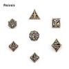 7 Pcs Copper Hand Skull Head Metal Dice Hollow Metal Polyhedral Dice Set Suitable for Role-Playing RPG  Board Game Card Game