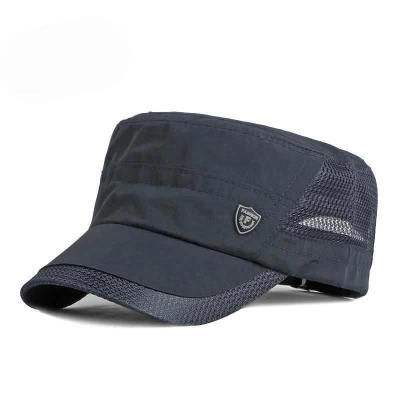 Quick Dry Military Cap for Men Women Summer Mesh Breathable Flat Top Hat Sun Protection Outdoor Sports Casual Cadet Cap Thin Peaked Hat