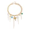 Elegant Beachy Tassels Shell Pendant Necklace Lightweight Alloy Trendy Layering Chain Jewelry For Casual Outfits