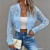 Cappotto Corto in Pizzo da Donna Primavera ed Estate Sottile Cardigan con Zip Manica Lunga Slim Moda Versatile Top Monocolore