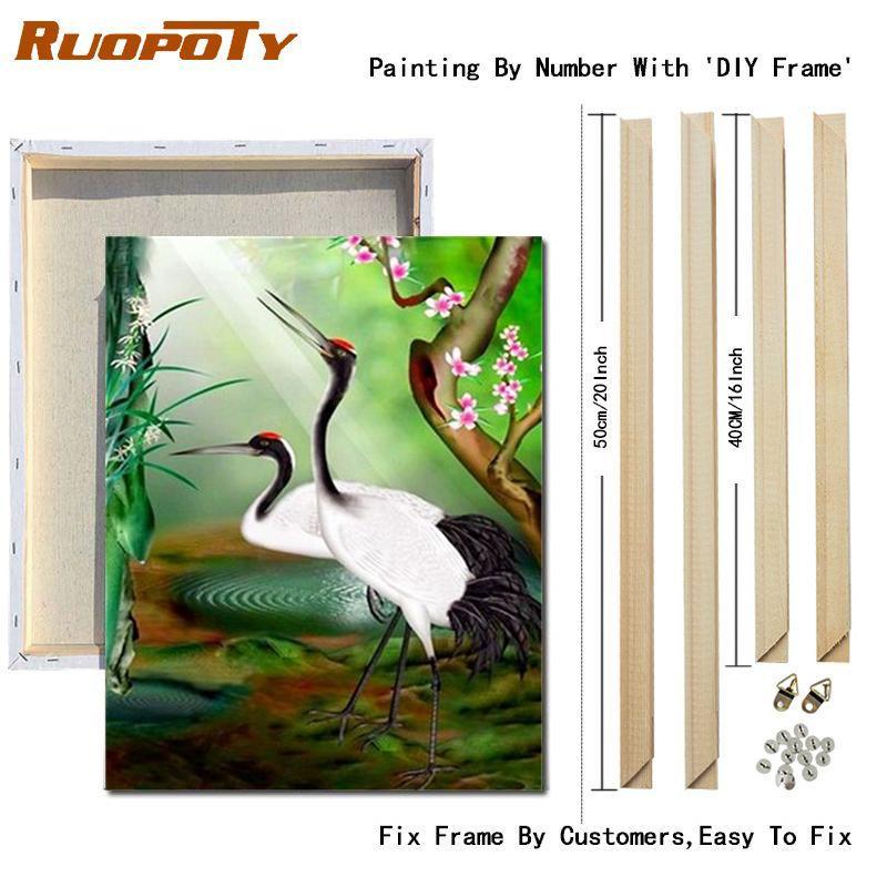 RUOPOTY DIY Oil Painting By Numbers Flower Bird Picture Wall Art Picture By Numbers Animal Unique Gift For Living Room